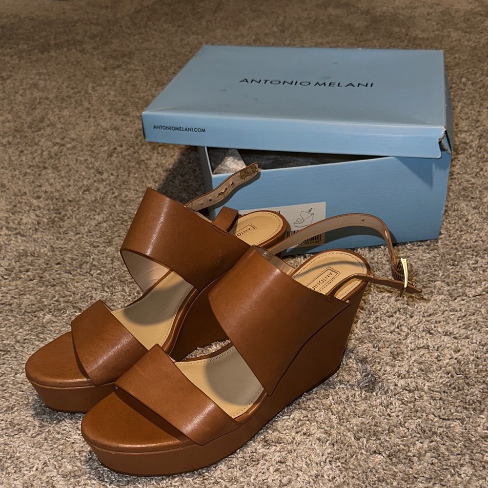 Antonio Melani Brown Wedge Sandals